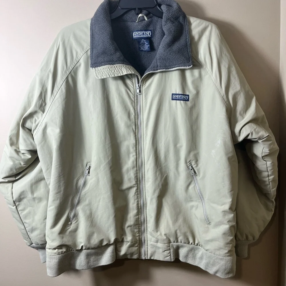 Lands' End Vintage 90s‎ Tan Squall Jacket XL  46/48 Gorpcore Fleece Lined